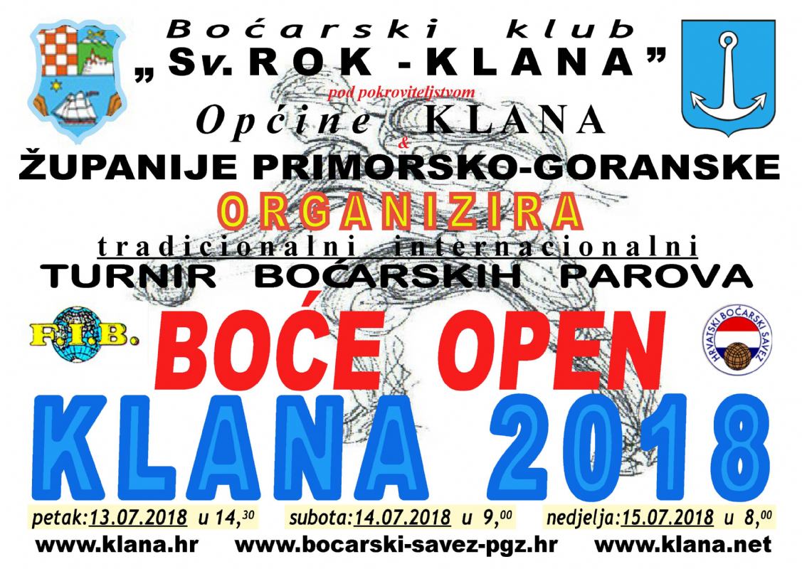 REZULTATI - BOĆE OPEN - KLANA 2018
