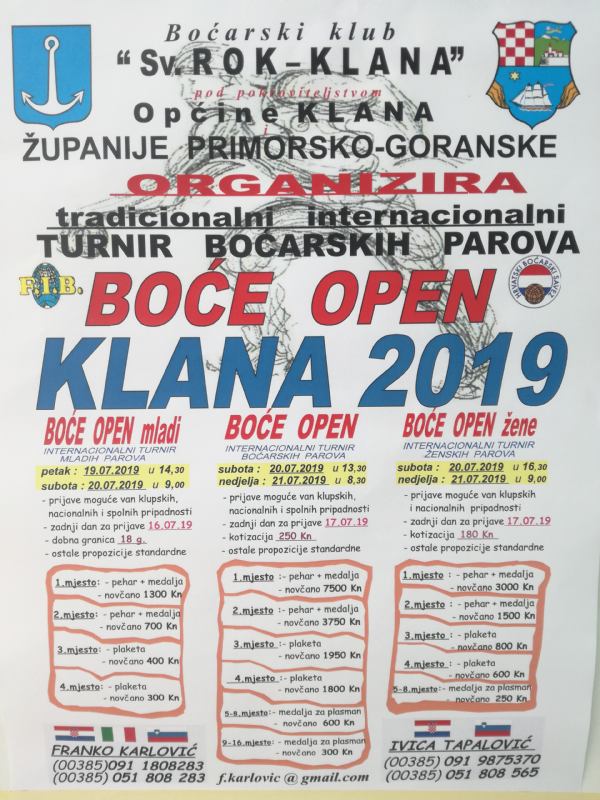 Započele prijave za BOĆE OPEN KLANA 2019